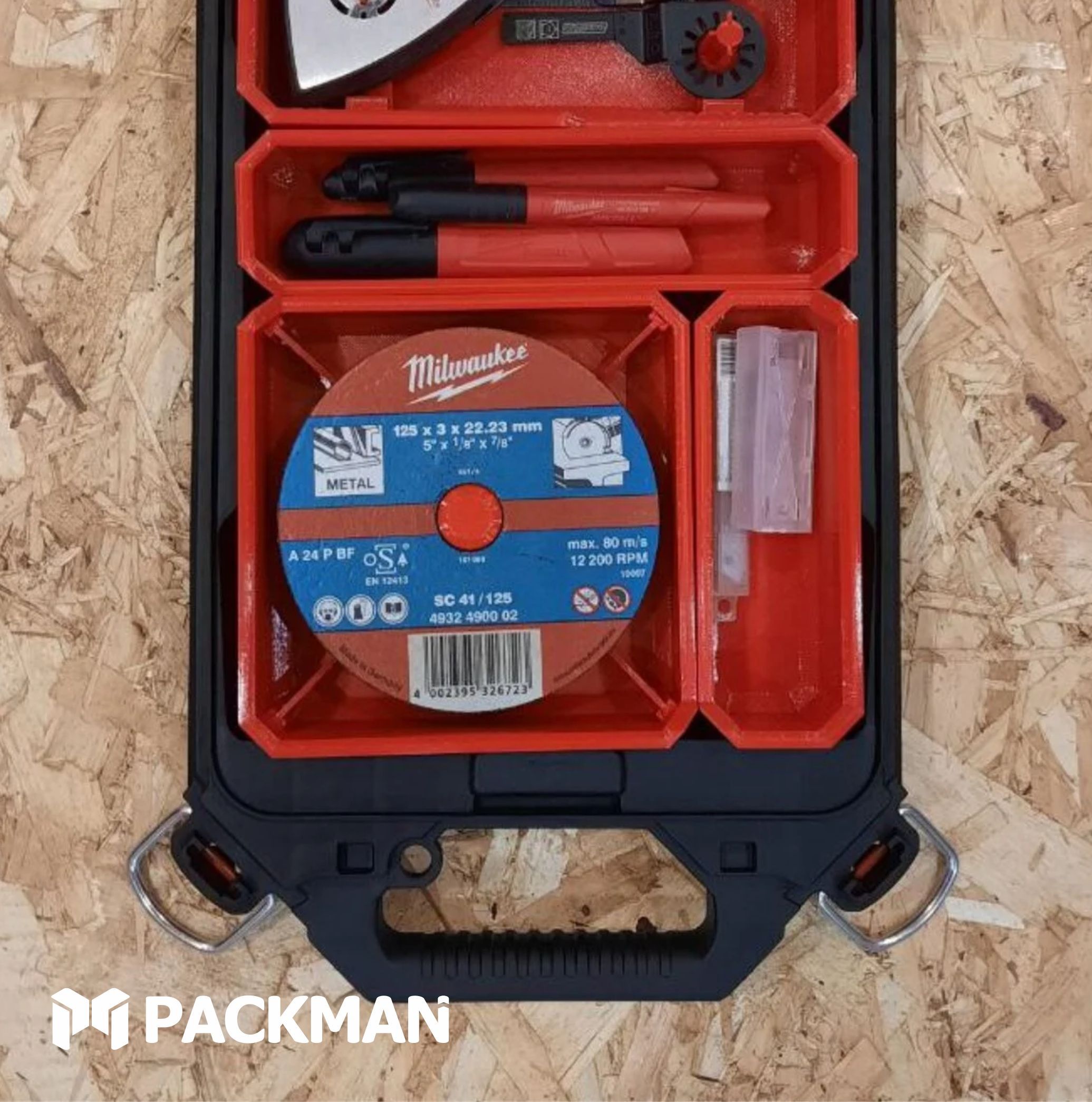 Комплект вкладышей в тонкие органайзеры MILWAUKEE PACKOUT SLIM для хранения дисков для УШМ 115-125 мм