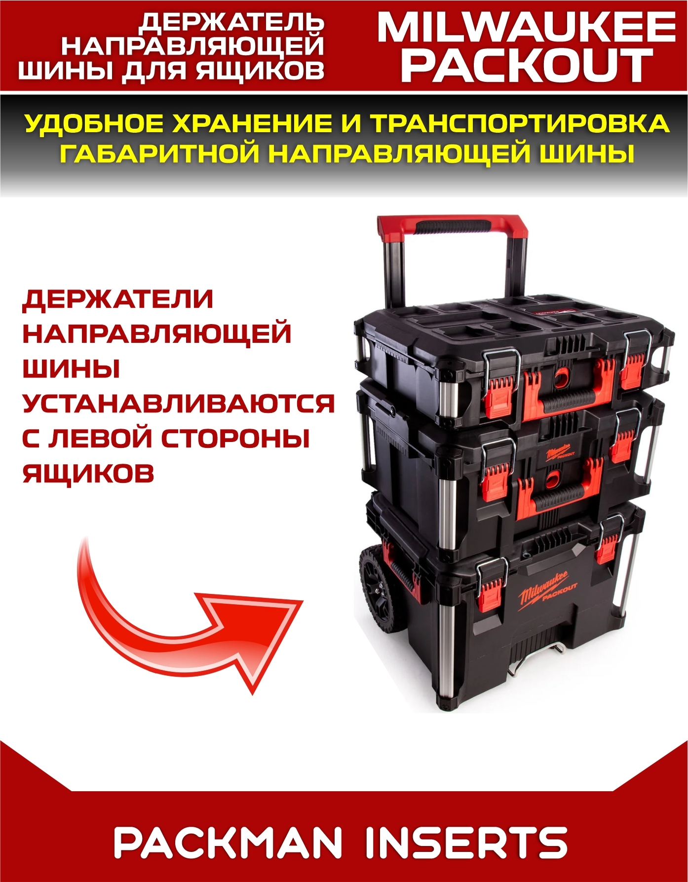 Держатель шины для ящиков MILWAUKEE PACKOUT