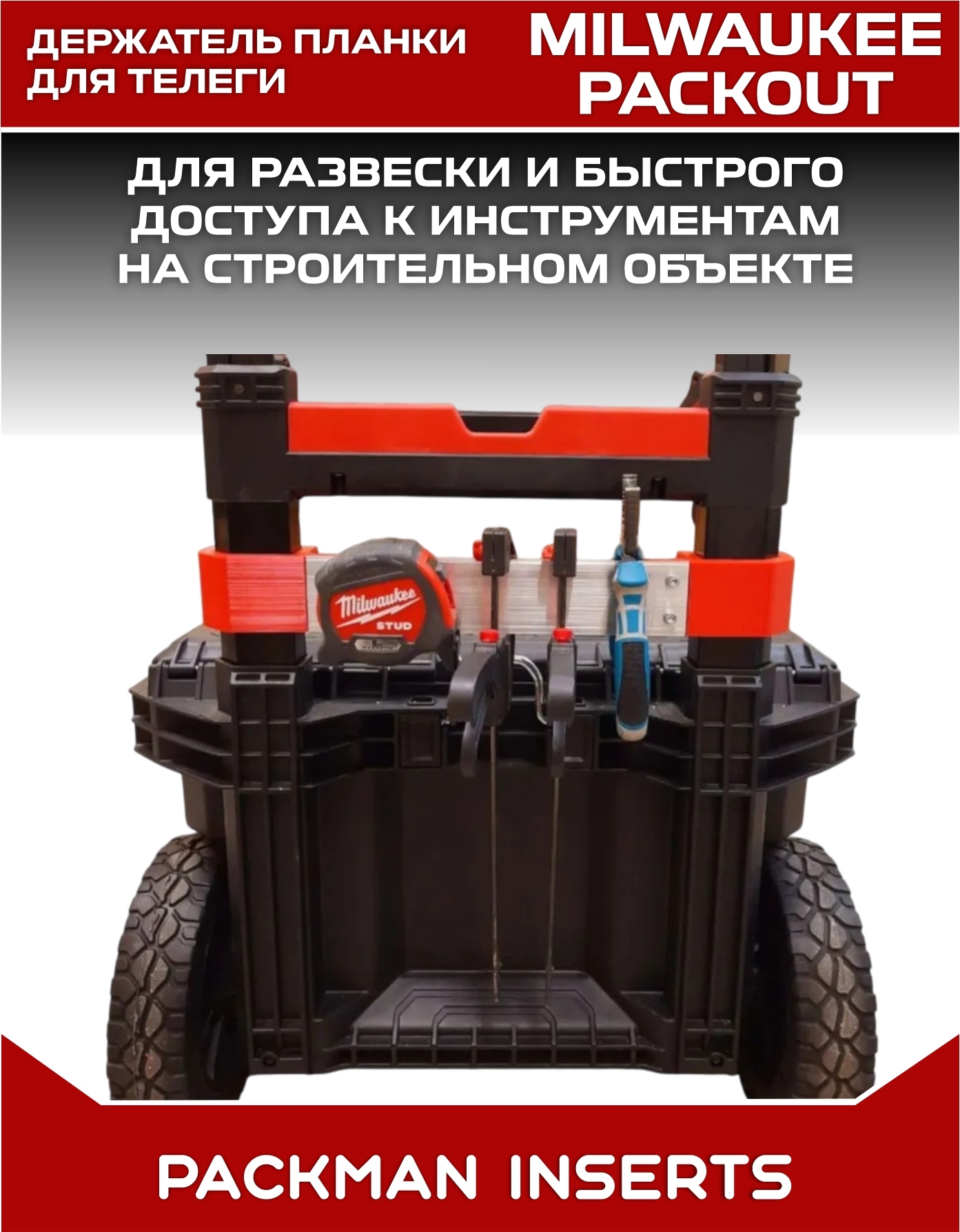 Комплект креплений для установки планки на ручку телеги MILWAUKEE PACKOUT