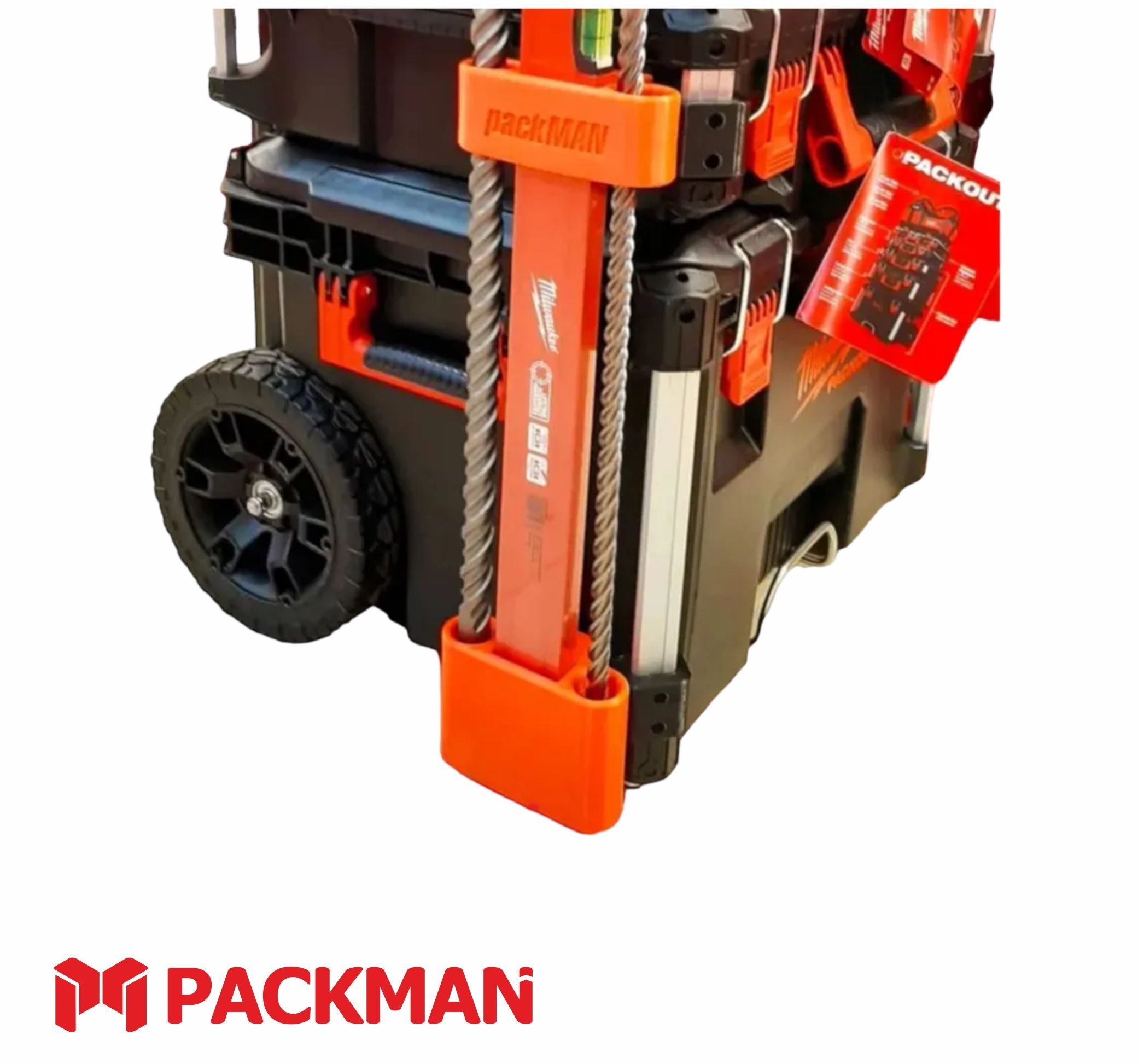 Держатель уровня и буров SDS PLUS/MAX на ящики MILWAUKEE PACKOUT SET №3