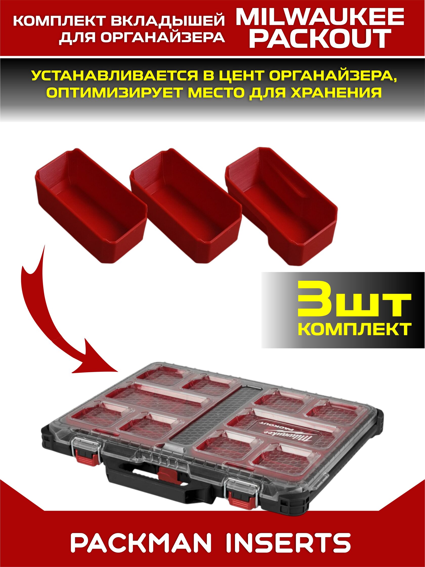 Комплект вкладышей для органайзера MILWAUKEE PACKOUT SLIM