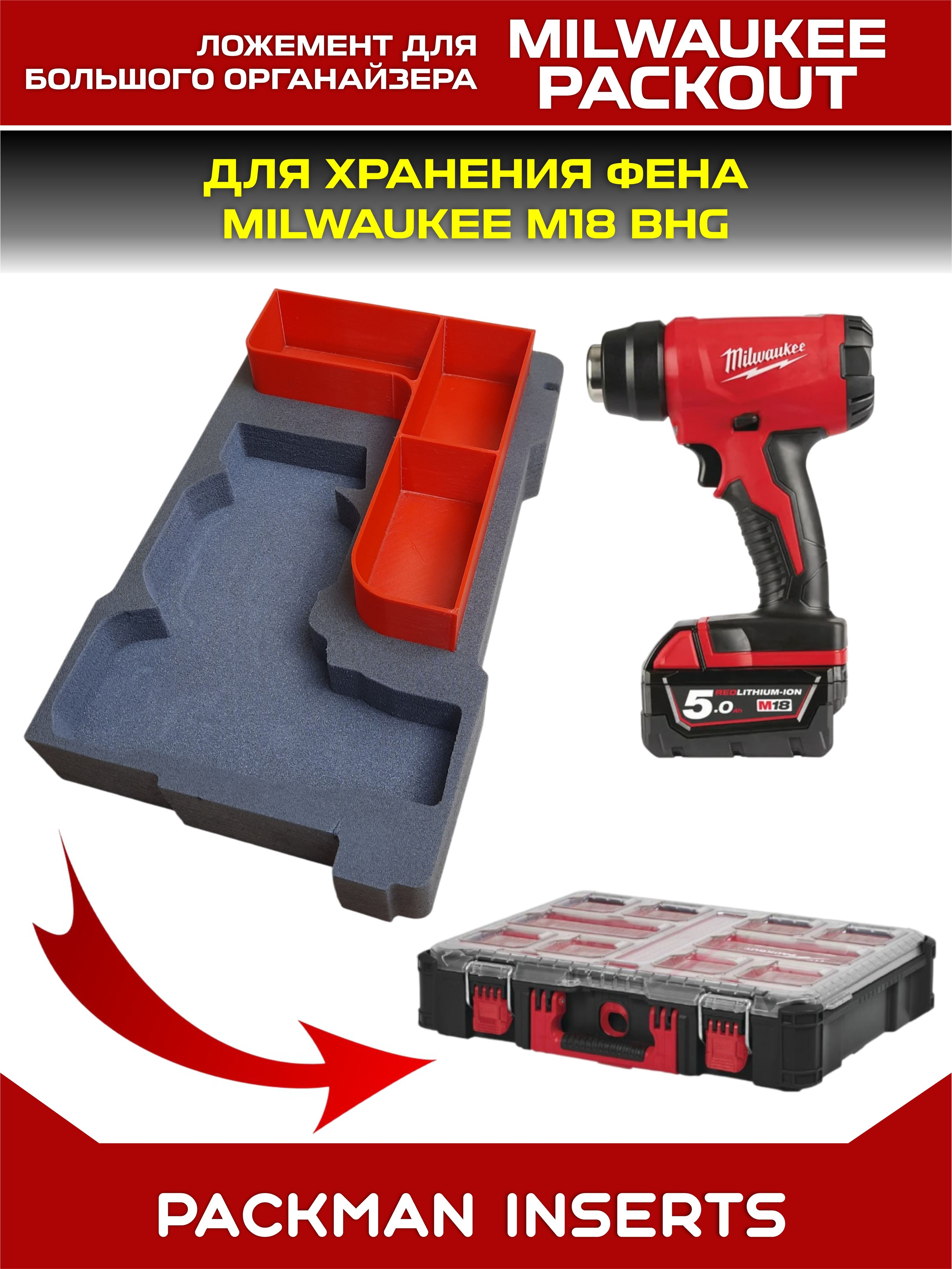 #set5 Ложемент для хранения фена MILWAUKEE M18 BHG