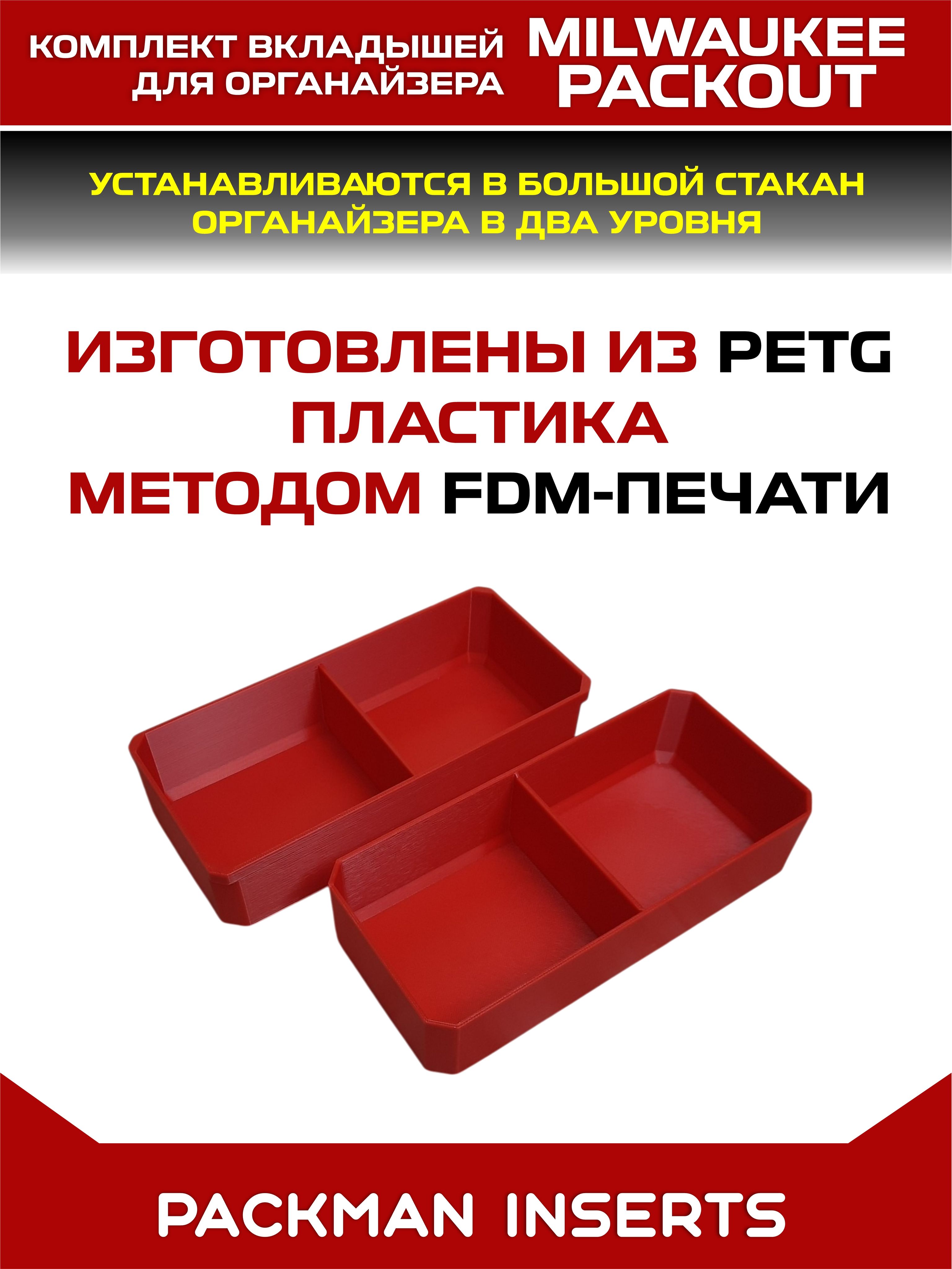 Комплект вкладышей в большой стакан органайзеров MILWAUKEE PACKOUT SET №3