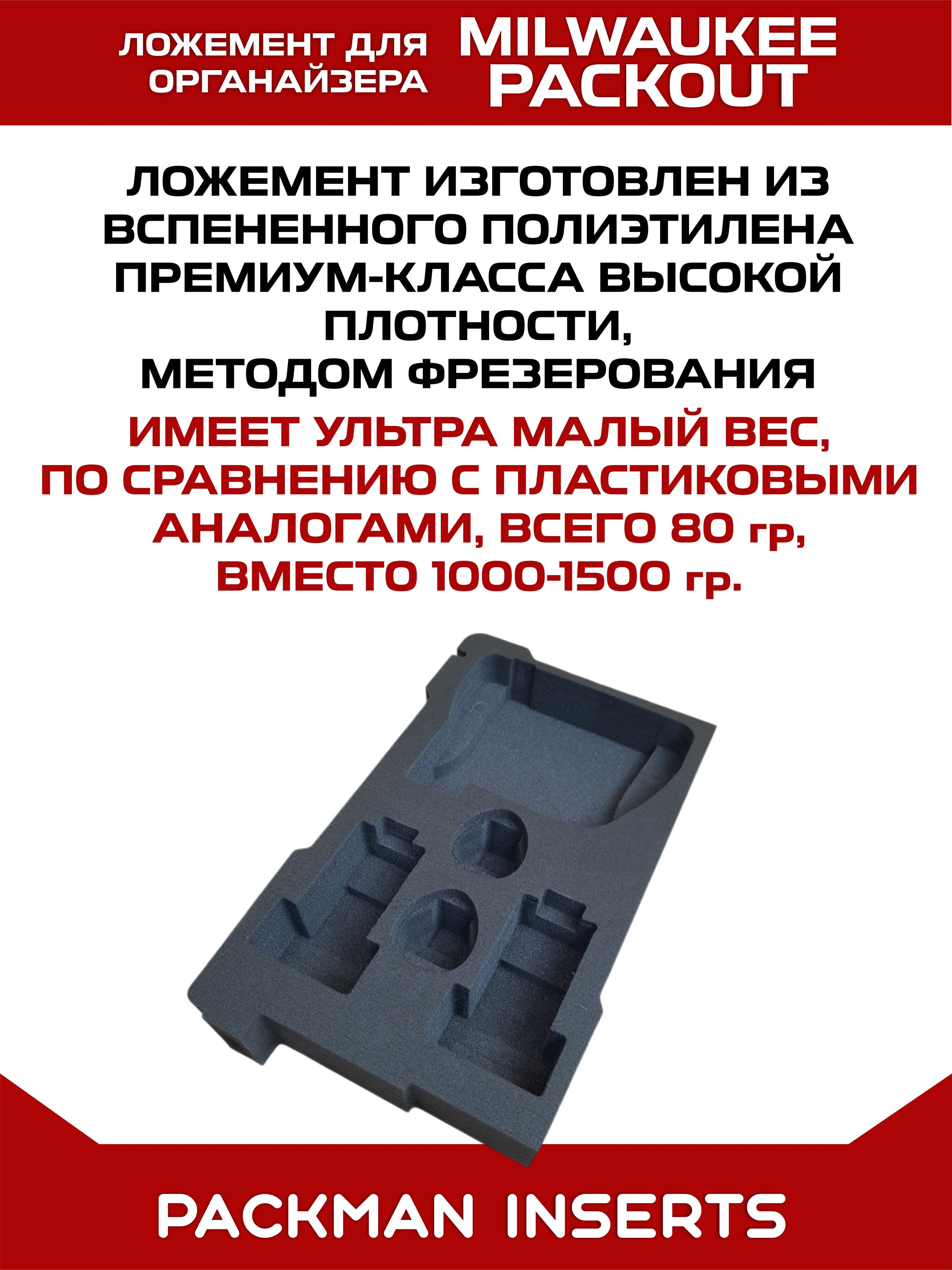 #set3 Ложемент для хранения аккумуляторов М12 в большом органайзере MILWAUKEE PACKOUT