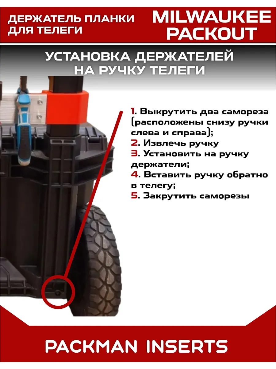 Держатель планки на телегу Milwaukee Packout