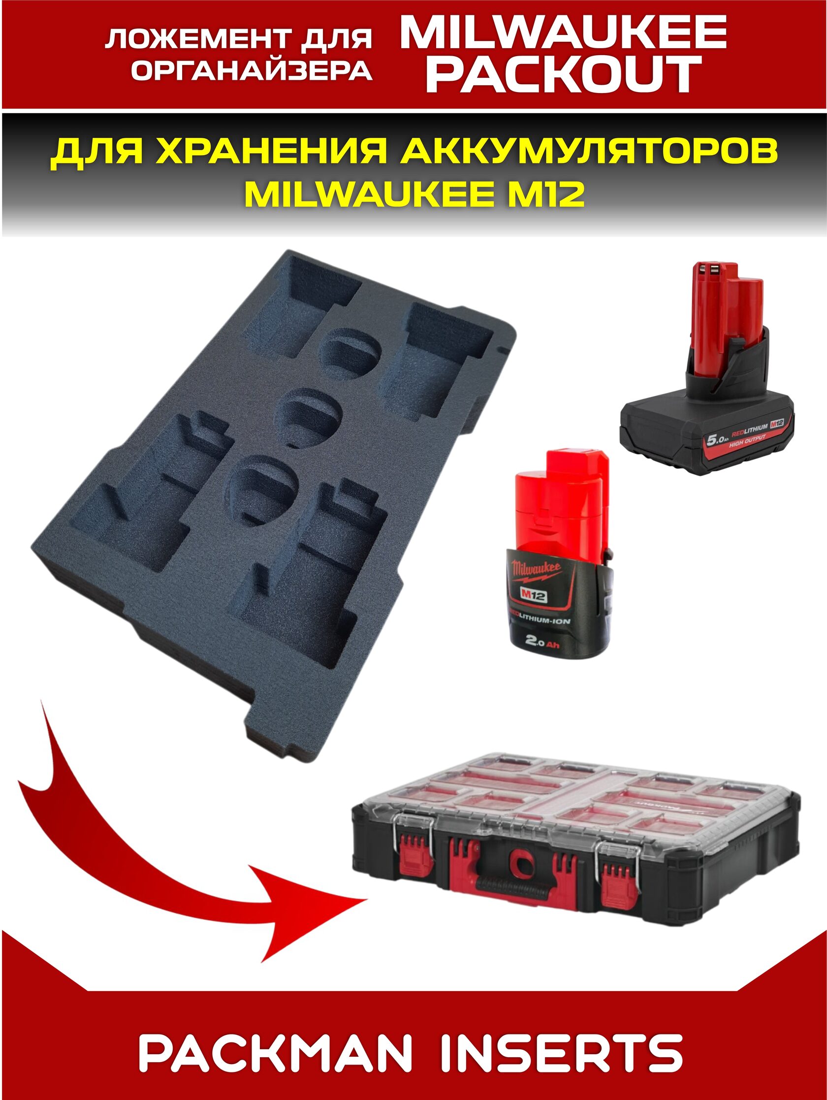 Ложемент для аккумуляторов MIKWAUKEE М12