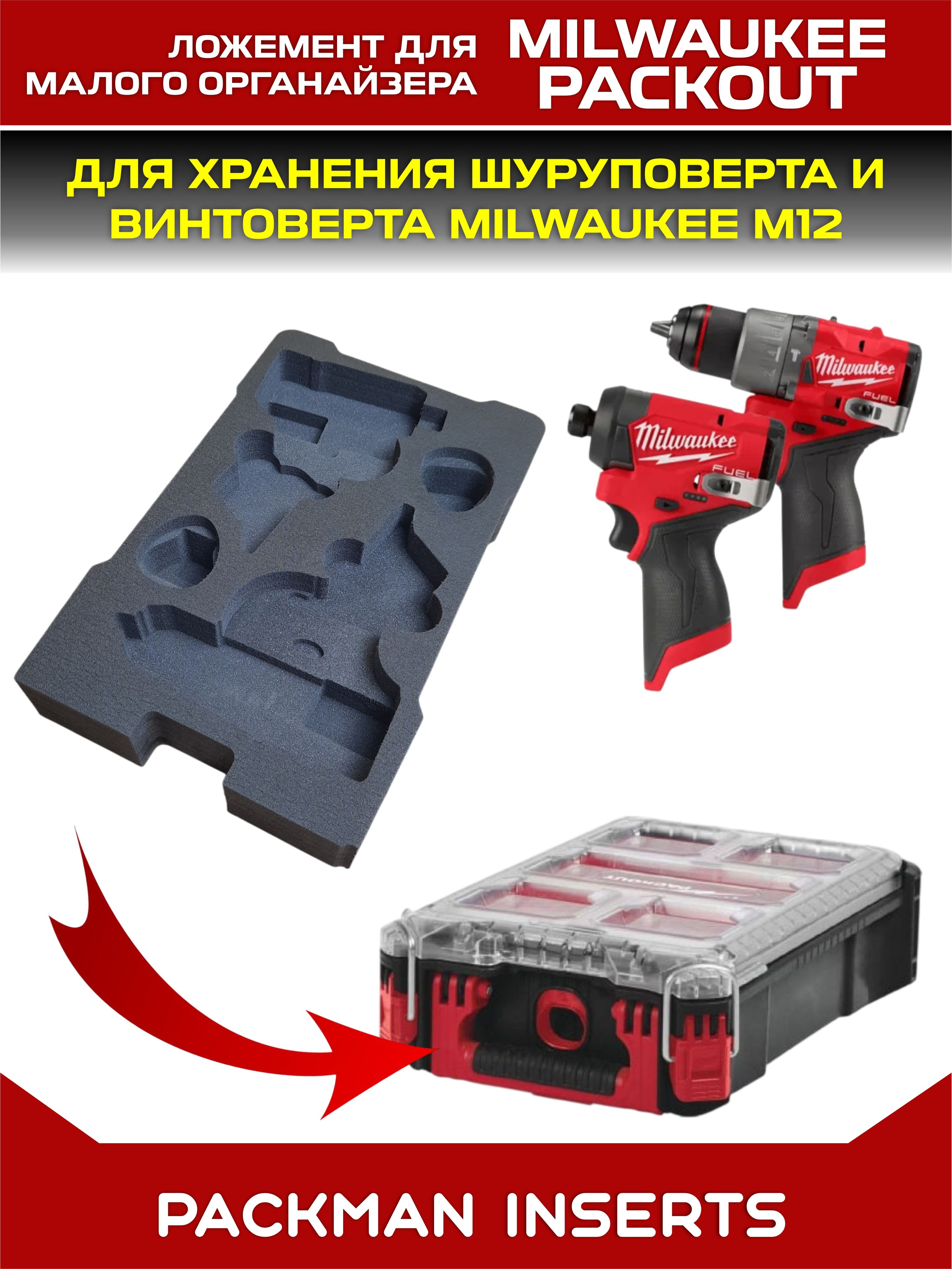 #set1 Ложемент для хранения шуруповерта и винтоверта MILWAUKEE M12