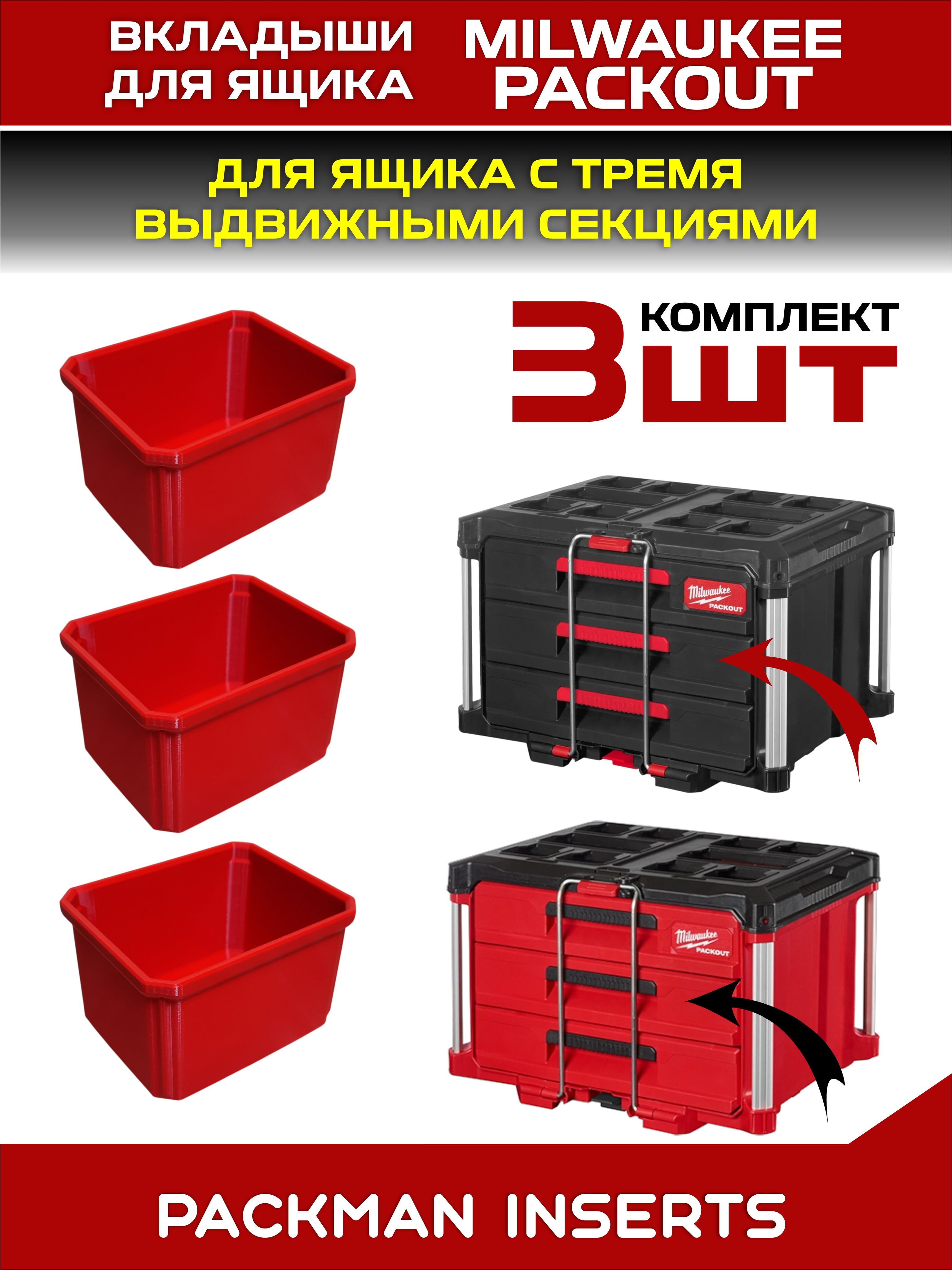 #set1 Вкладыши для ящика с тремя выдвижными секциями MILWAUKEE PACKOUT