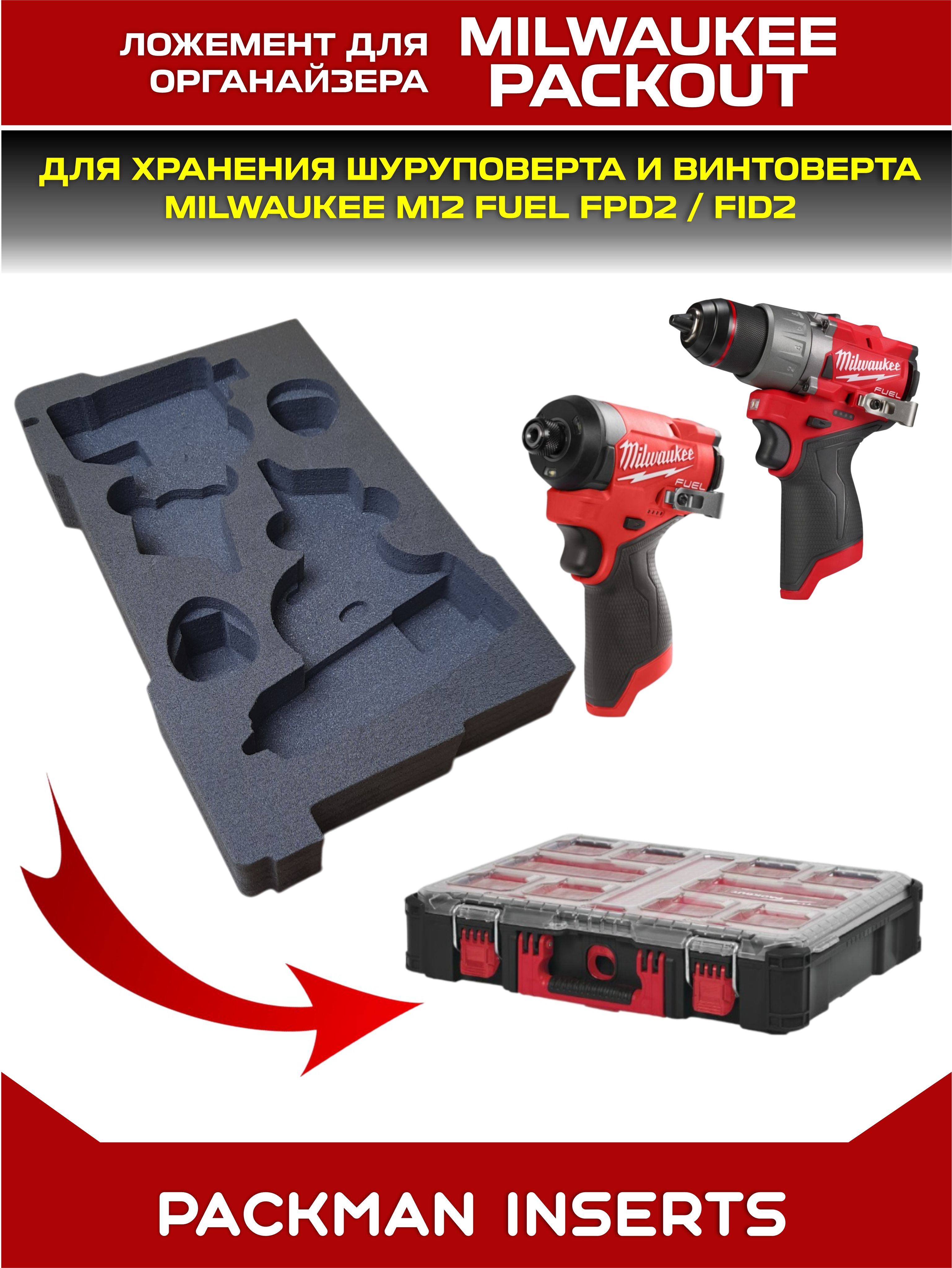 #set3 Ложемент для хранения шуруповерта и винтоверта MILWAUKEE M12