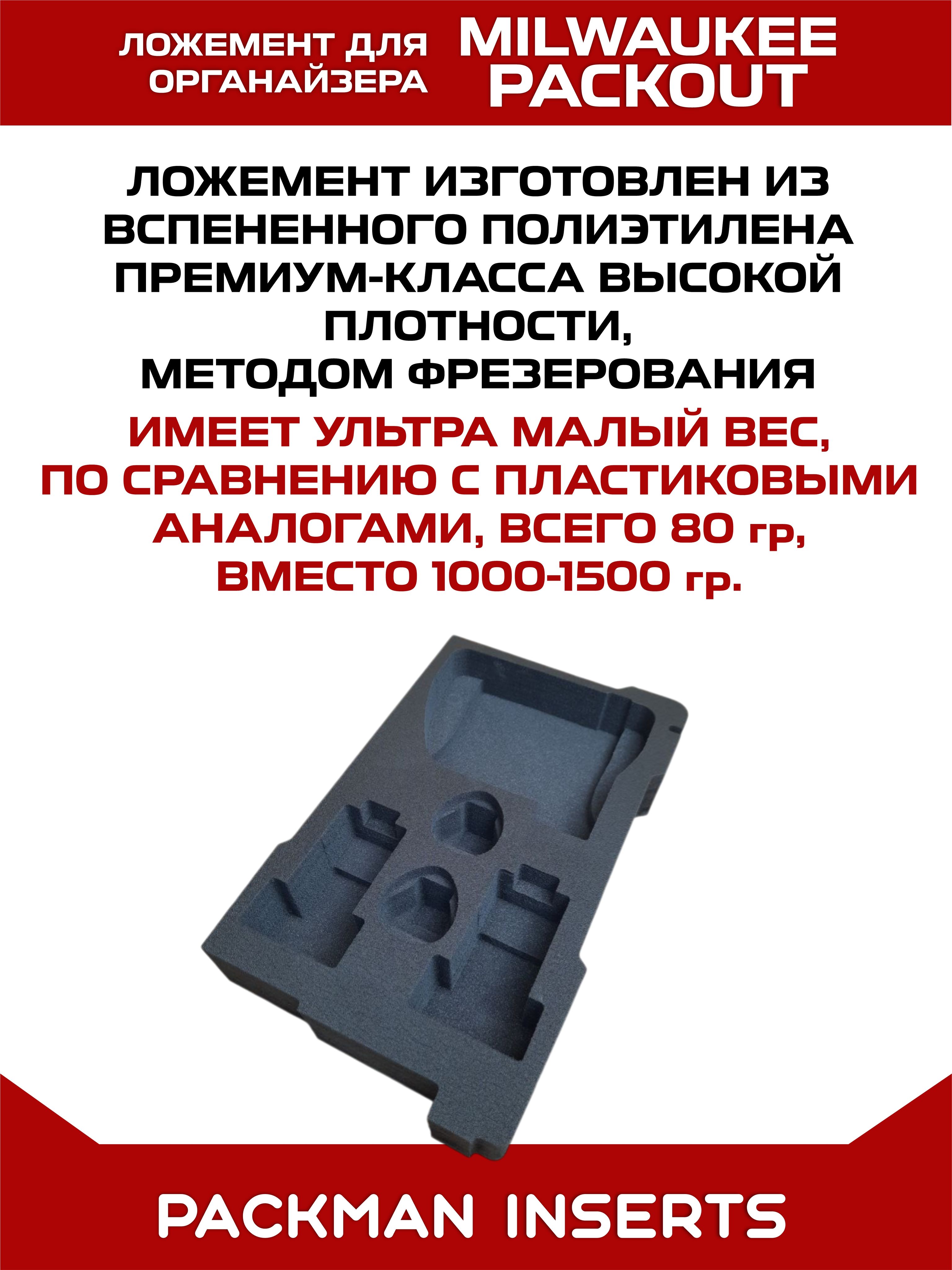 #set5 Ложемент для хранения аккумуляторов М12 в большом органайзере MILWAUKEE PACKOUT