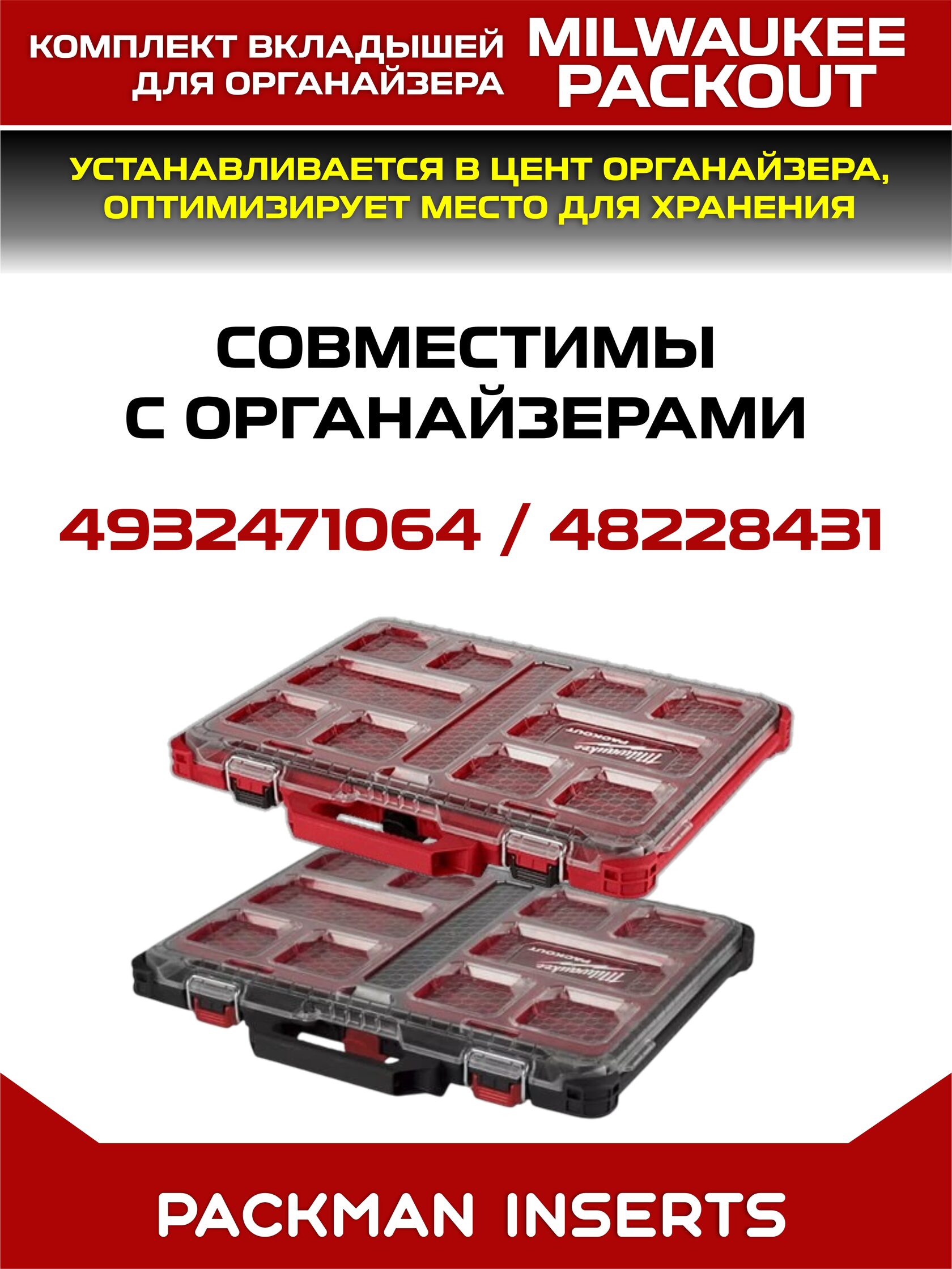 Комплект вкладышей для органайзера MILWAUKEE PACKOUT SLIM