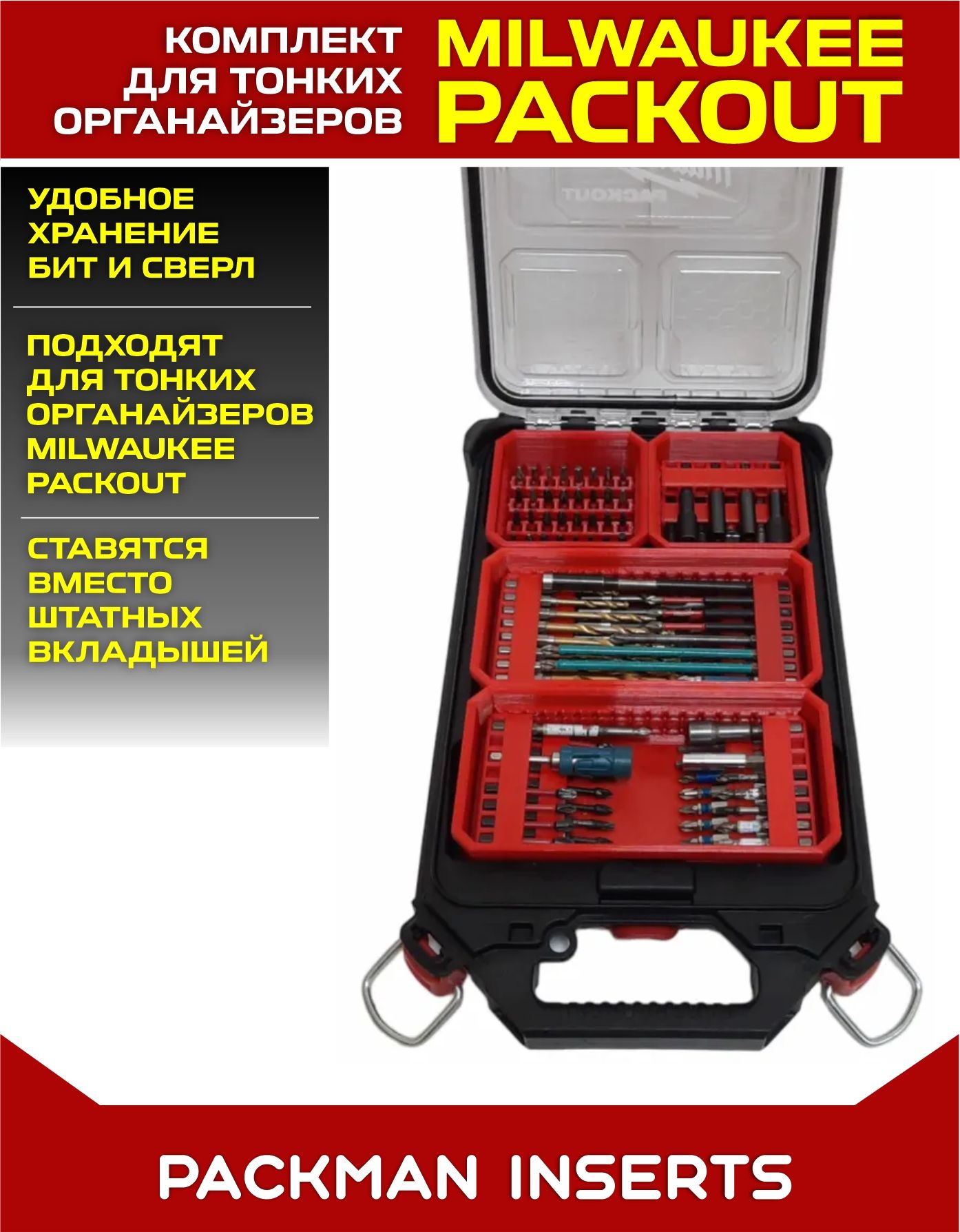 Комплект для хранения оснастки в тонких органайзерах MILWAUKEE PACKOUT